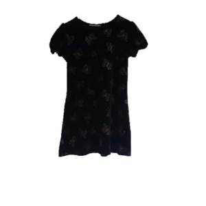 Girls Size 6X Black Velvet Glitter Butterfly Dress